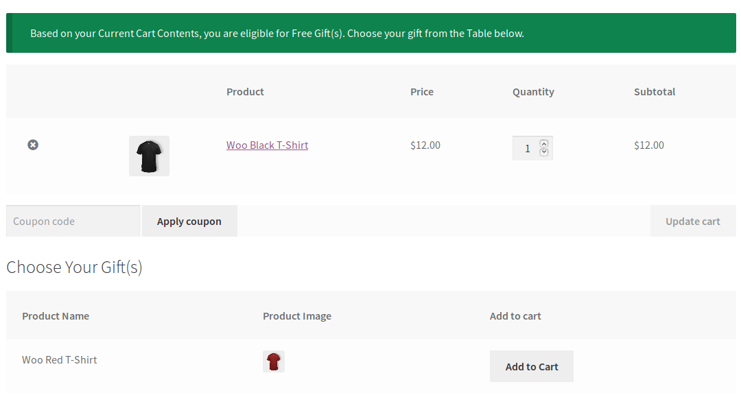 manual gift product before add to cart