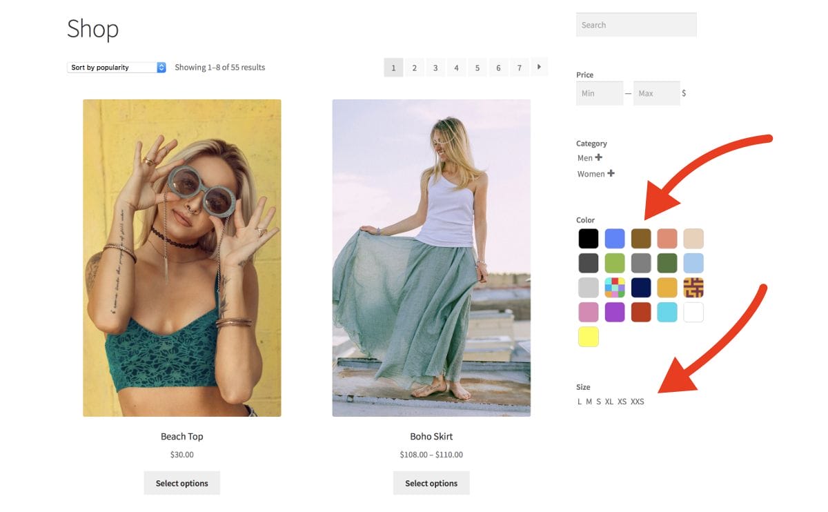 product filters e28093 shop page filters and thumbnails